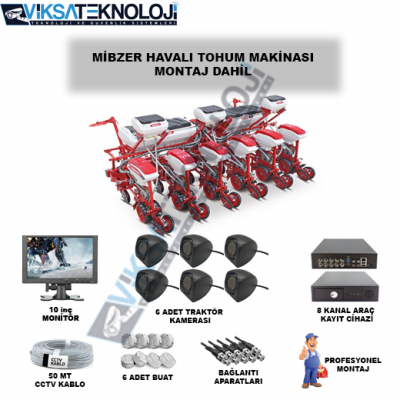 6 Kameralı Mibzer Havalı Tohum Makinesi Kamera Seti