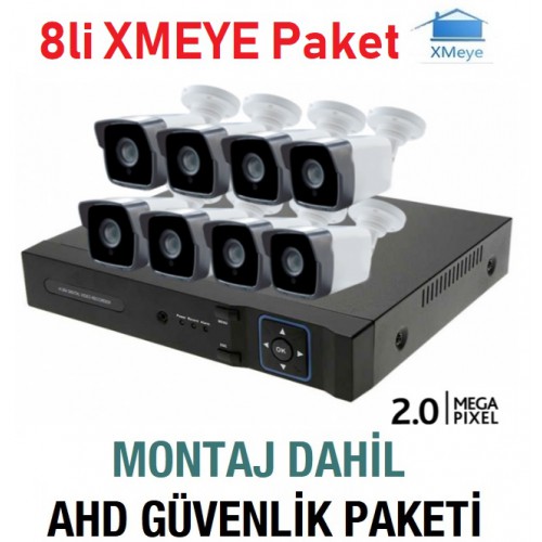 ICM-8 8 Kameralı XMEYE Paket Güvenlik Sistemi Montaj Dahil