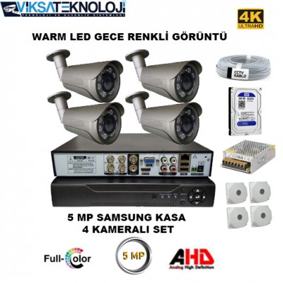 SAMSUNG KASA 5MP 8 WARM LED 4 KAMERALI SET MONTAJ DAHİL