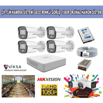 Hikvision 1080P Gece Renkli  Çiftlik Kamera Sistemi