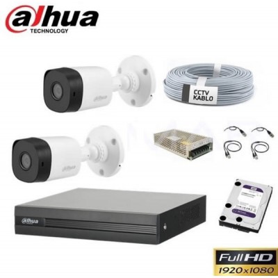 Dahua 2 Kameralı Hdcvi 1080p Bullet Paket Sistem