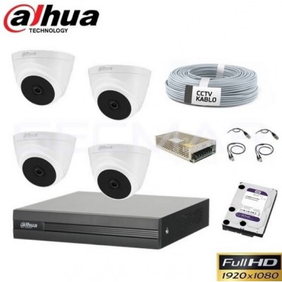 Dahua 4 Kameralı Hdcvi 1080p Dome Paket Sistem